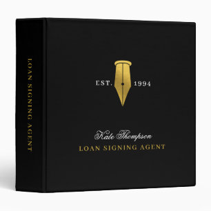 Elegant Notary Public Signing Agent Gold Logo Binder