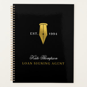 Elegant Notary Public Signing Agent Gold Logo Planner