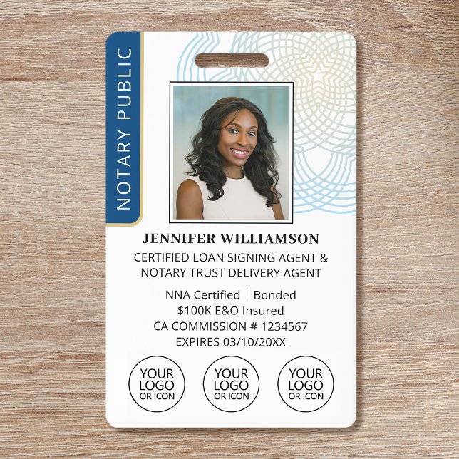 Elegant Notary Signing Agent ID Badge Logo Navy (Creator Uploaded)