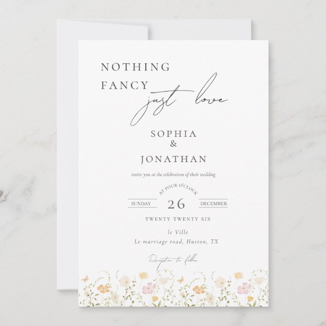 Elegant Nothing Fancy Wedding Invitation (Front)