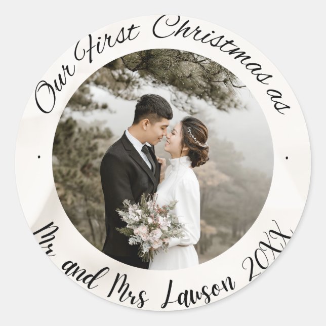 Élégant Notre premier Sticker photo mariage de Noë (Devant)
