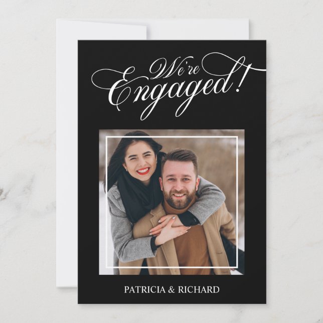 Élégant Nous sommes engagés Faire-part Fiançailles (Devant)