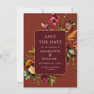 Elegant Nouveau Garden Flowers Wedding Save The Date