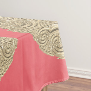 Elegant nouveau gold coral pink metallic modern tablecloth