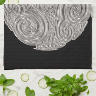 Elegant nouveau silver black metallic modern kitchen towel