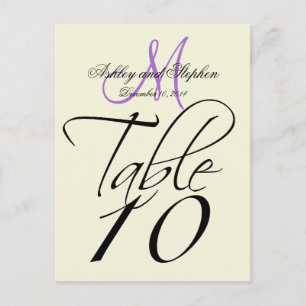 Élégant numéro de table Carte Mariage Beige Lavand