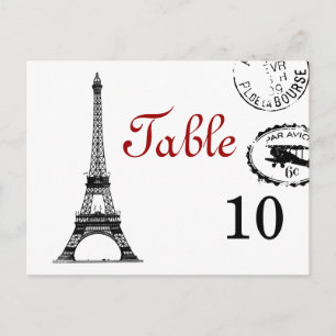 Elégant Numéro de table Carte postale Paris Vintag