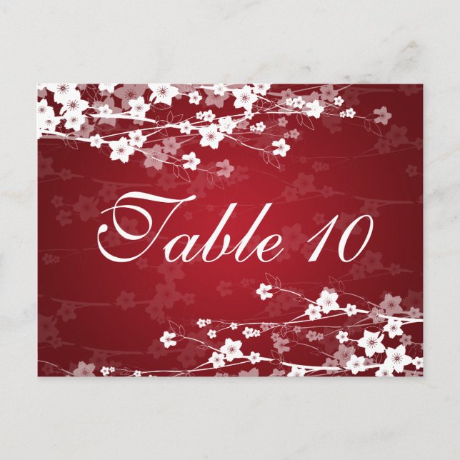 Élégant Numéro de table Cerisier Fleur Rouge (Devant)