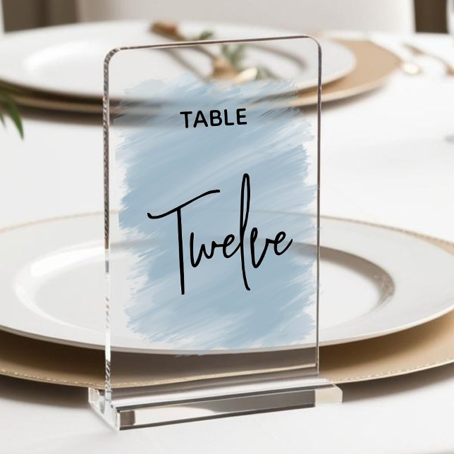 Élégant numéro de table de mariage bleu poussiéreu (Créateur téléchargé)