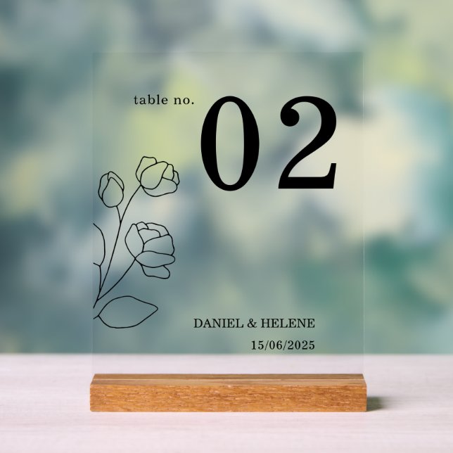 Élégant numéro de table de mariage carte signe acr (Neutre)