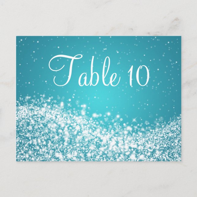Élégant numéro de table Étincelant Vague Bleu (Devant)