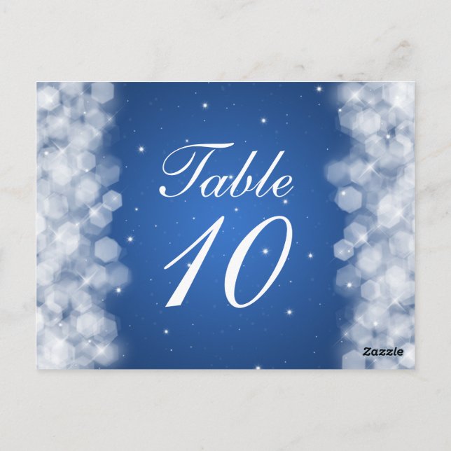 Élégant Numéro de table Fête Étincelante Bleu (Dos)