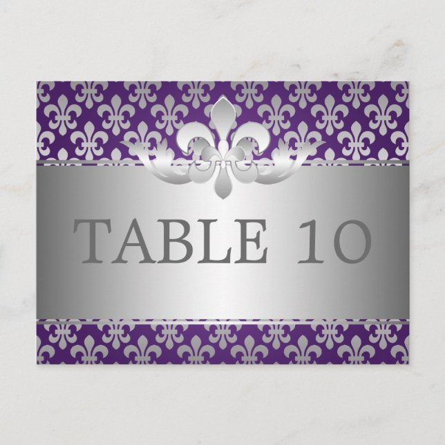 Élégant Numéro De Table Fleur De Lis Violet (Devant)