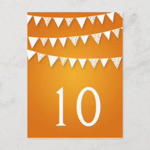 Élégant numéro de table Love Bunting Orange