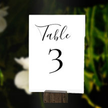 Élégant numéro de table Mariage noir et blanc