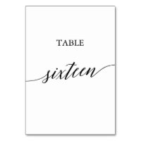 Élégant numéro de table seize en calligraphie noir