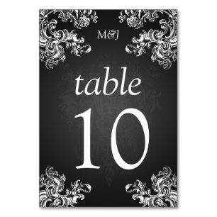 Élégant numéro de table Vintage torsades 2 Noir