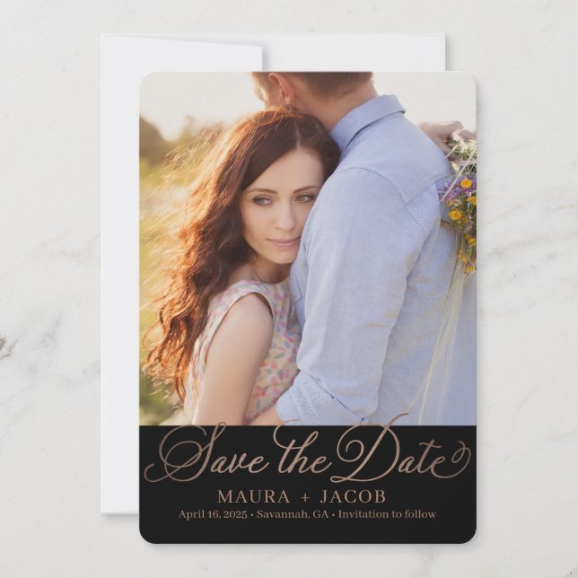 Elegant Nuptial Save The Date Card (Front)