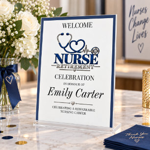 Elegant Nurse Retirement Celebration Party Pedestal Sign
