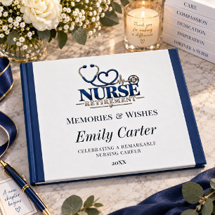 Elegant Nurse Retirement Memories & Wishes Guest Book