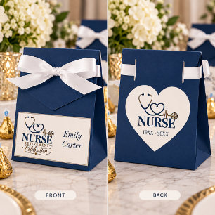 Elegant Nurse Retirement Party Favours Navy Silver Favor Box