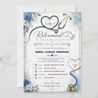 Elegant Nurse Retirement Party Invitation