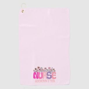 Elegant "Nurse" Typography with Vibrant Floral Golf Towel