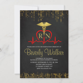 Elegant Nursing School Graduation Invitation