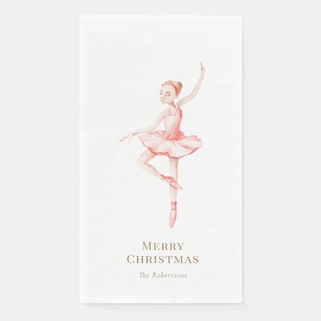 Elegant Nutcracker Ballerina Christmas Napkin (Front)