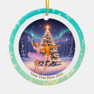Elegant Nutcracker Ballet Christmas Ballerina Gift Ceramic Ornament