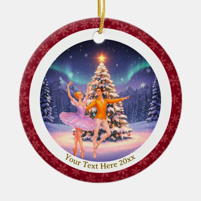 Elegant Nutcracker Ballet Christmas Ballerina Gift Ceramic Ornament (Front)