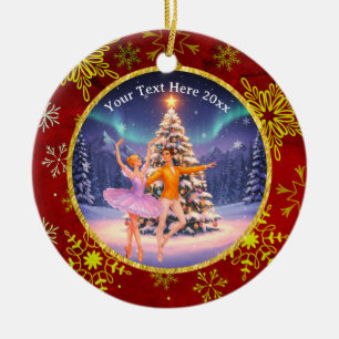 Elegant Nutcracker Ballet Christmas Ballerina Gift Ceramic Ornament