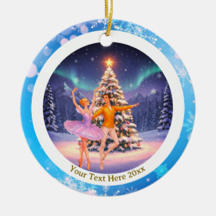 Elegant Nutcracker Ballet Christmas Ballerina Gift Ceramic Ornament