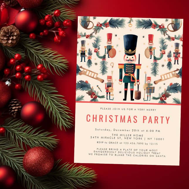 Elegant Nutcracker Modern Christmas Party Invitation (Elegant Nutcracker Modern Christmas Party Invitation)