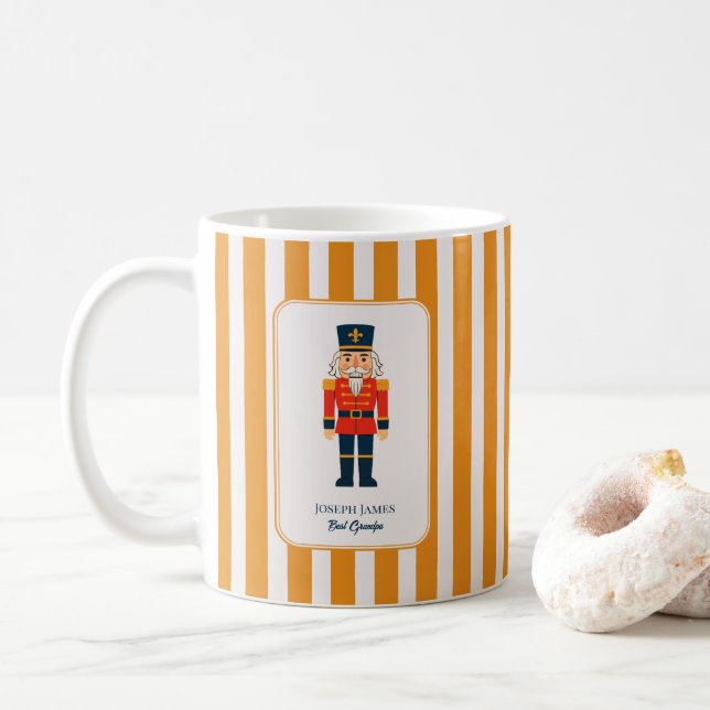 Elegant Nutcracker on The Yellow Stripes Coffee Mug (With Donut)