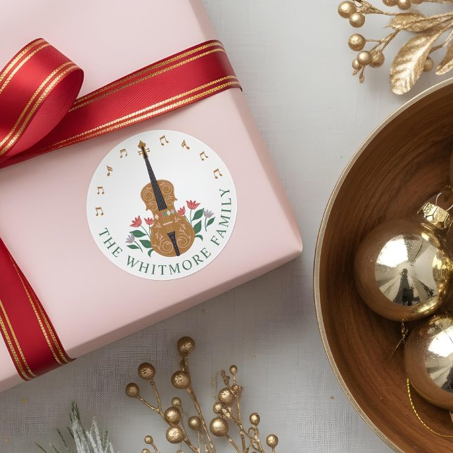 Elegant Nutcracker Violin Instrument Floral Music Classic Round Sticker (Elegant Nutcracker Violin Instrument Floral Music Classic Round Sticker)