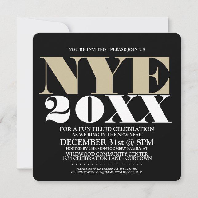 Elegant NYE Party Invitations (Front)
