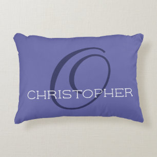 Elegant O Initial Name Periwinkle Blue Stylish Accent Pillow