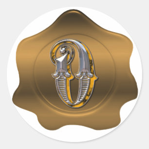 Elegant O Monogram Bronze Wax Seal Look Sticker