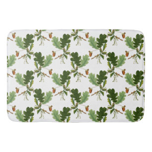 Elegant Oak Leaf and Acorn Bath Mat