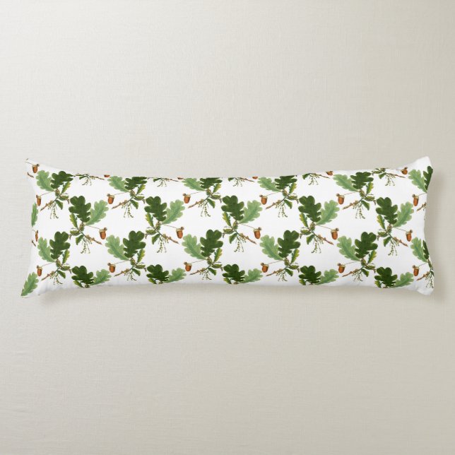 Elegant Oak Leaf and Acorn Body Pillow (Front)