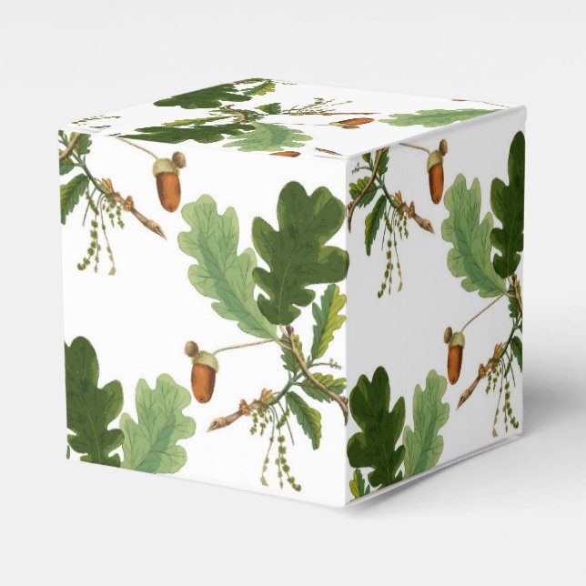 Elegant Oak Leaf and Acorn Favor Box (Front Side)