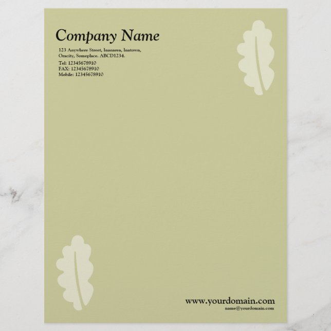 Elegant Oak Leaf - Light Khaki Letterhead (Front)