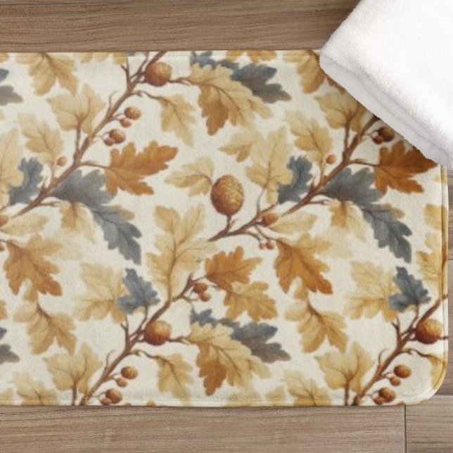 Elegant Oak Leaf & Pinecone Fall Pattern Bath Mat (Creator Uploaded)