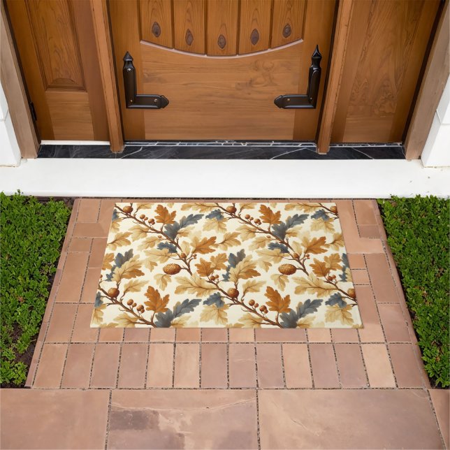 Elegant Oak Leaf & Pinecone Fall Pattern Doormat (Outdoor)