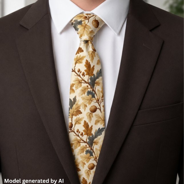 Elegant Oak Leaf & Pinecone Fall Pattern Tie (Creator Uploaded)