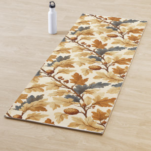 Elegant Oak Leaf & Pinecone Fall Pattern Yoga Mat