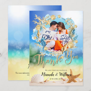 Elegant Ocean Beach Starfish Shell Thank You Card