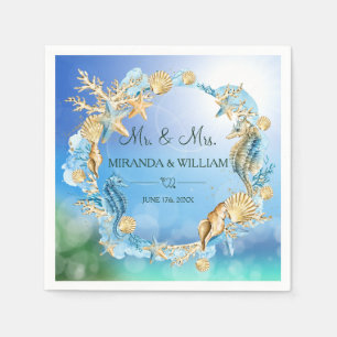 Elegant Ocean Beach Starfish Shell Wedding Napkin