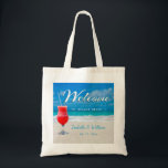 Elegant Ocean Beach Wedding Drink Welcome Favour Tote Bag<br><div class="desc">Elegant floral ocean beach summer wedding favour design. The text can be changed using right the "Details" menu. To fit everything to your needs please click the "Customize" button and you can text style and colour change. Other colours are available. Please contact me if you need help or matching items....</div>